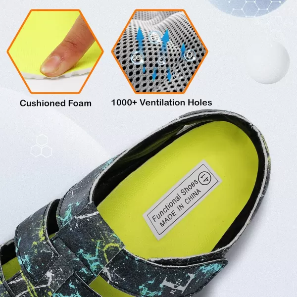 LRUN Flat Sandals Barefoot Platform Shoes Athletic Sports Sandals Walking Shoes for Women Men Indoor Outdoor SneakerBlack Drawings