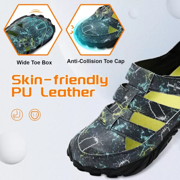 LRUN Flat Sandals Barefoot Platform Shoes Athletic Sports Sandals Walking Shoes for Women Men Indoor Outdoor SneakerBlack Drawings