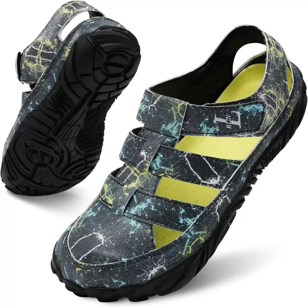 LRUN Flat Sandals Barefoot Platform Shoes Athletic Sports Sandals Walking Shoes for Women Men Indoor Outdoor SneakerBlack Drawings