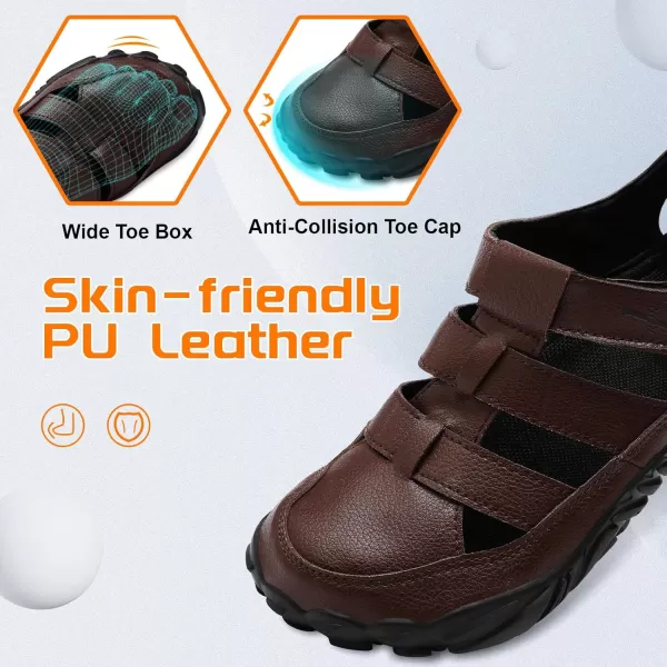 LRUN Flat Sandals Barefoot Platform Shoes Athletic Sports Sandals Walking Shoes for Women Men Indoor Outdoor SneakerBrown