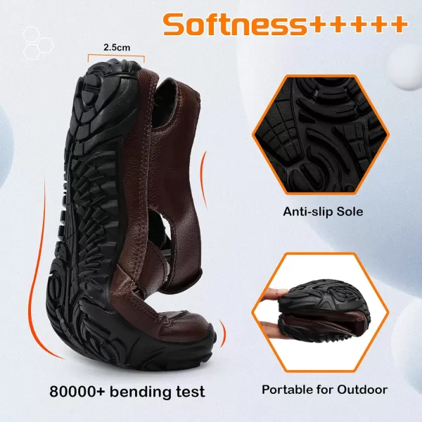 LRUN Flat Sandals Barefoot Platform Shoes Athletic Sports Sandals Walking Shoes for Women Men Indoor Outdoor SneakerBrown