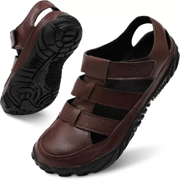 LRUN Flat Sandals Barefoot Platform Shoes Athletic Sports Sandals Walking Shoes for Women Men Indoor Outdoor SneakerBrown