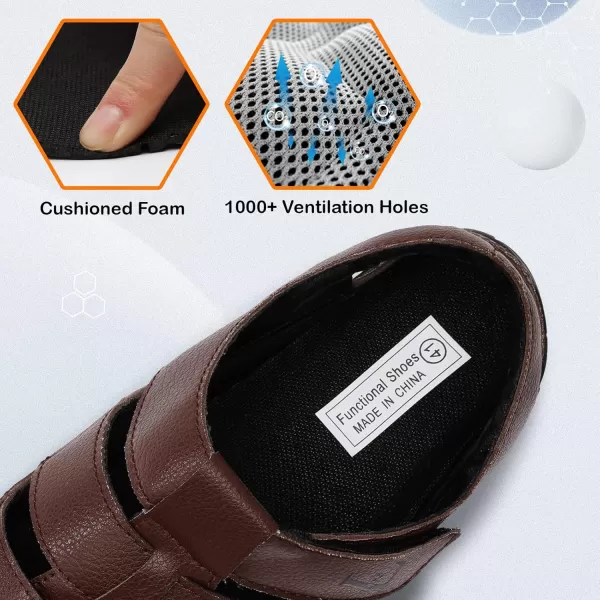LRUN Flat Sandals Barefoot Platform Shoes Athletic Sports Sandals Walking Shoes for Women Men Indoor Outdoor SneakerBrown