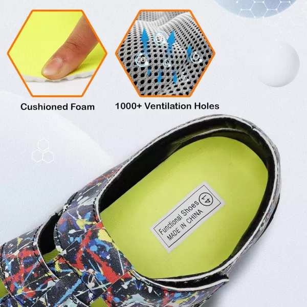 LRUN Flat Sandals Barefoot Platform Shoes Athletic Sports Sandals Walking Shoes for Women Men Indoor Outdoor SneakerDrawings