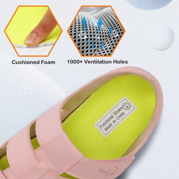 LRUN Flat Sandals Barefoot Platform Shoes Athletic Sports Sandals Walking Shoes for Women Men Indoor Outdoor SneakerPink