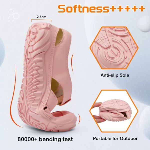 LRUN Flat Sandals Barefoot Platform Shoes Athletic Sports Sandals Walking Shoes for Women Men Indoor Outdoor SneakerPink