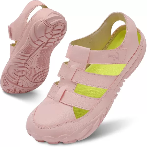 LRUN Flat Sandals Barefoot Platform Shoes Athletic Sports Sandals Walking Shoes for Women Men Indoor Outdoor SneakerPink
