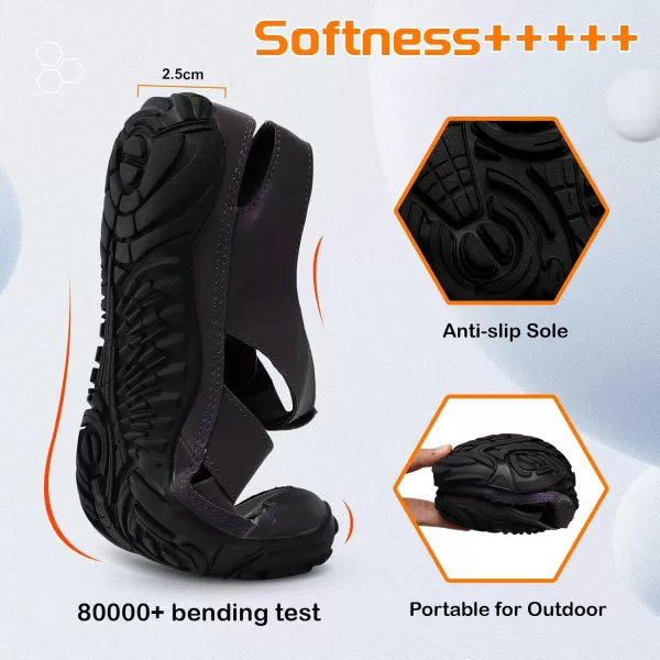 LRUN Flat Sandals Barefoot Platform Shoes Athletic Sports Sandals Walking Shoes for Women Men Indoor Outdoor SneakerPurple