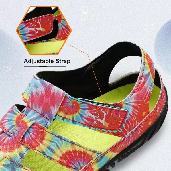 LRUN Flat Sandals Barefoot Platform Shoes Athletic Sports Sandals Walking Shoes for Women Men Indoor Outdoor SneakerRed Tie Dye