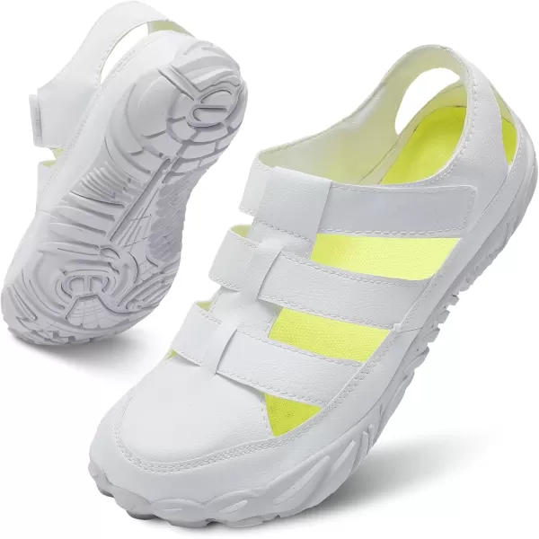 LRUN Flat Sandals Barefoot Platform Shoes Athletic Sports Sandals Walking Shoes for Women Men Indoor Outdoor SneakerWhite