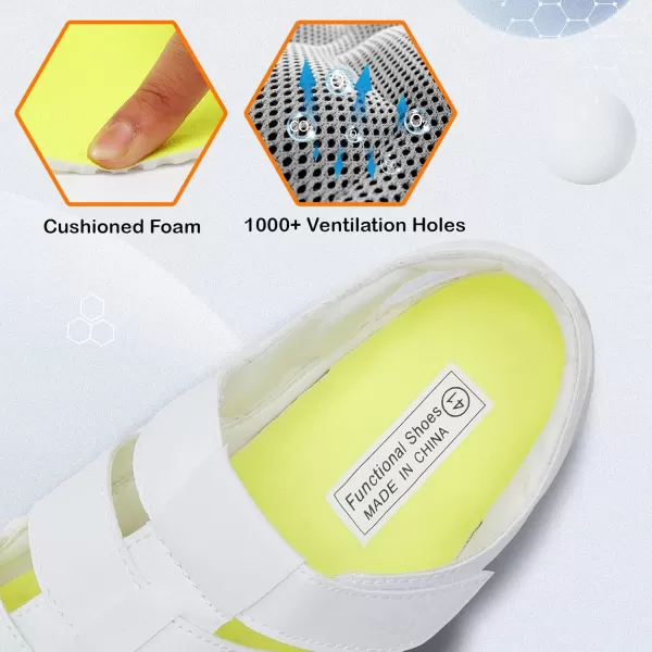 LRUN Flat Sandals Barefoot Platform Shoes Athletic Sports Sandals Walking Shoes for Women Men Indoor Outdoor SneakerWhite