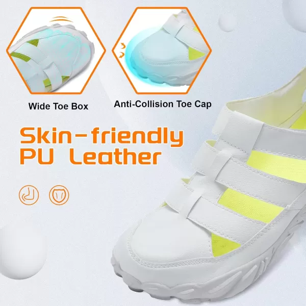 LRUN Flat Sandals Barefoot Platform Shoes Athletic Sports Sandals Walking Shoes for Women Men Indoor Outdoor SneakerWhite
