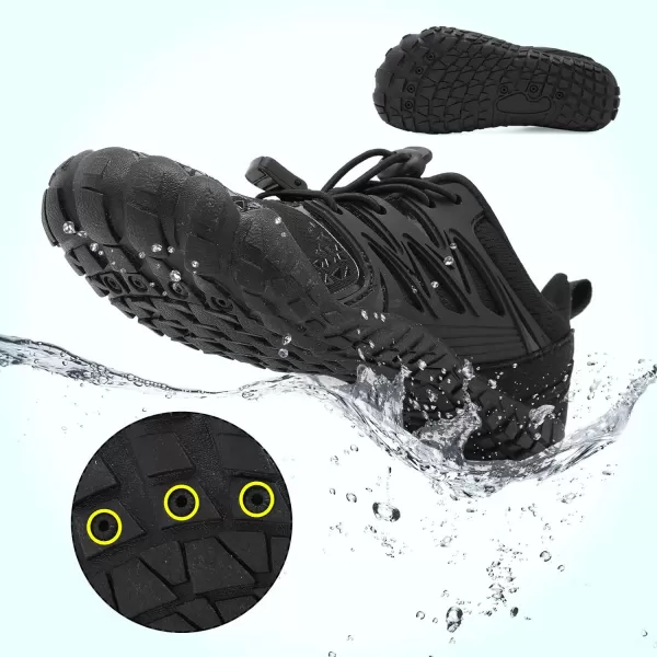 LRUN Kids Water Shoes Boys Girls Barefoot Water Hiking Shoes Indoor Outdoor Quick Dry Athletic Sneaker ShoesAll Black