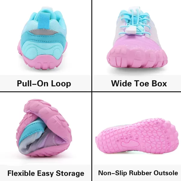 LRUN Kids Water Shoes Boys Girls Barefoot Water Hiking Shoes Indoor Outdoor Quick Dry Athletic Sneaker ShoesApurple Blue