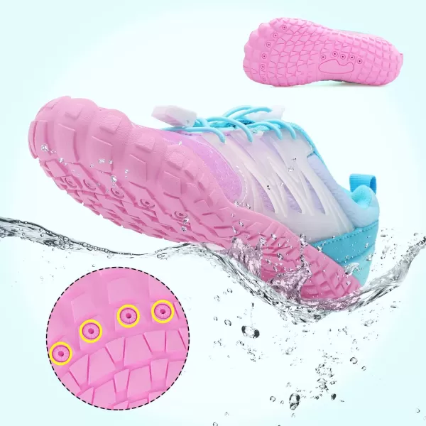 LRUN Kids Water Shoes Boys Girls Barefoot Water Hiking Shoes Indoor Outdoor Quick Dry Athletic Sneaker ShoesApurple Blue