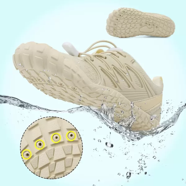 LRUN Kids Water Shoes Boys Girls Barefoot Water Hiking Shoes Indoor Outdoor Quick Dry Athletic Sneaker ShoesBeige