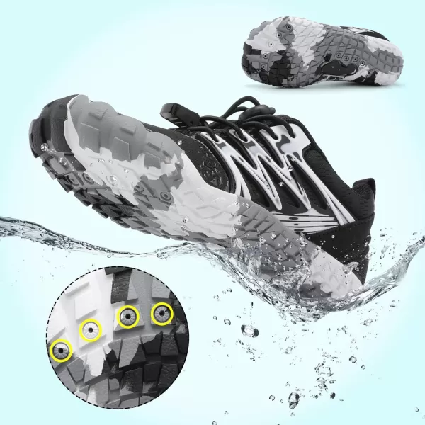 LRUN Kids Water Shoes Boys Girls Barefoot Water Hiking Shoes Indoor Outdoor Quick Dry Athletic Sneaker ShoesBlack White