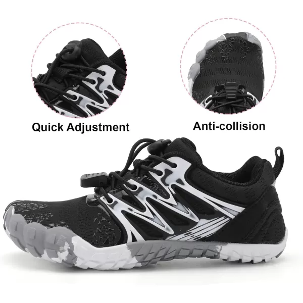 LRUN Kids Water Shoes Boys Girls Barefoot Water Hiking Shoes Indoor Outdoor Quick Dry Athletic Sneaker ShoesBlack White