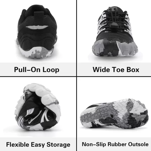 LRUN Kids Water Shoes Boys Girls Barefoot Water Hiking Shoes Indoor Outdoor Quick Dry Athletic Sneaker ShoesBlack White