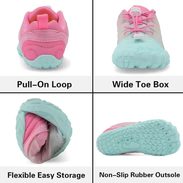 LRUN Kids Water Shoes Boys Girls Barefoot Water Hiking Shoes Indoor Outdoor Quick Dry Athletic Sneaker ShoesBlue Pink