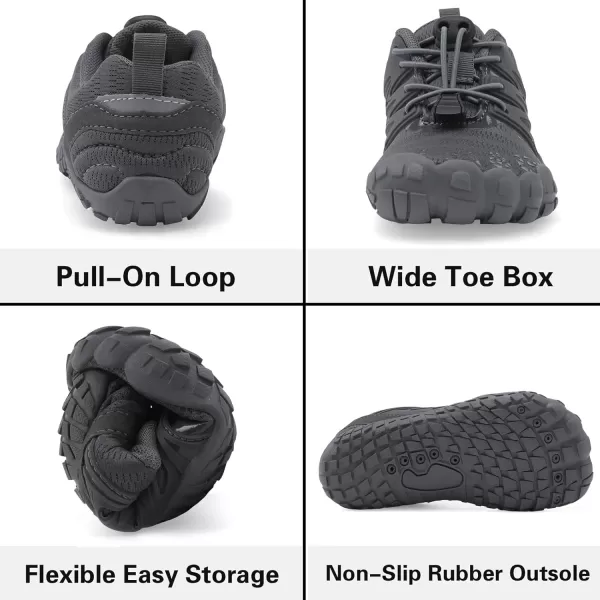 LRUN Kids Water Shoes Boys Girls Barefoot Water Hiking Shoes Indoor Outdoor Quick Dry Athletic Sneaker ShoesDark Grey