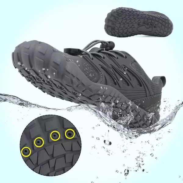 LRUN Kids Water Shoes Boys Girls Barefoot Water Hiking Shoes Indoor Outdoor Quick Dry Athletic Sneaker ShoesDark Grey