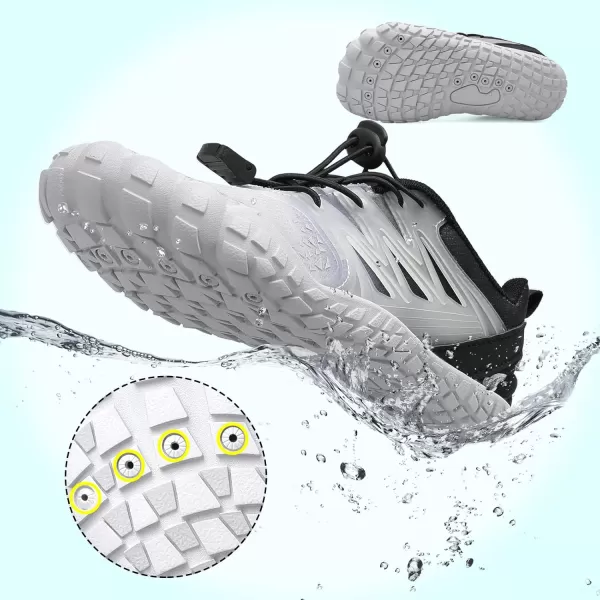 LRUN Kids Water Shoes Boys Girls Barefoot Water Hiking Shoes Indoor Outdoor Quick Dry Athletic Sneaker ShoesGrey Black