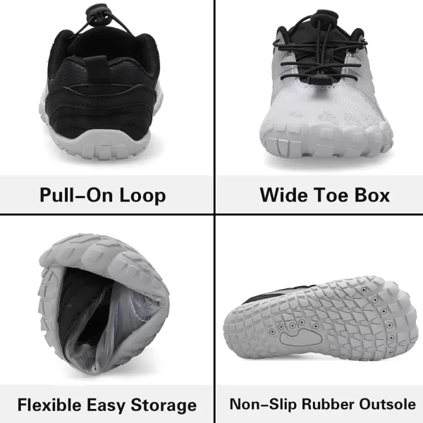 LRUN Kids Water Shoes Boys Girls Barefoot Water Hiking Shoes Indoor Outdoor Quick Dry Athletic Sneaker ShoesGrey Black
