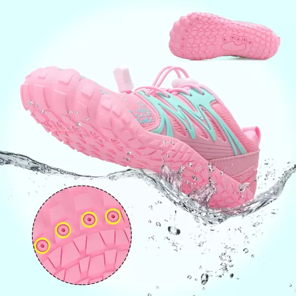 LRUN Kids Water Shoes Boys Girls Barefoot Water Hiking Shoes Indoor Outdoor Quick Dry Athletic Sneaker ShoesPink Blue