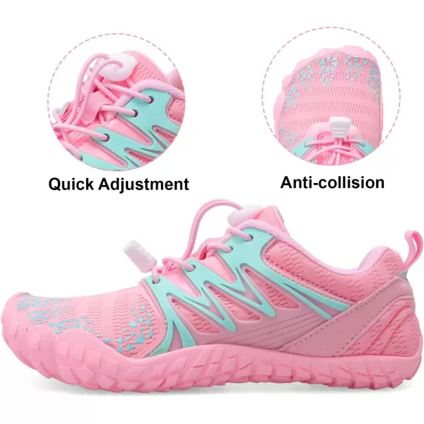 LRUN Kids Water Shoes Boys Girls Barefoot Water Hiking Shoes Indoor Outdoor Quick Dry Athletic Sneaker ShoesPink Blue