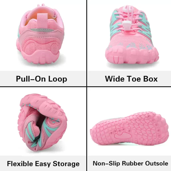 LRUN Kids Water Shoes Boys Girls Barefoot Water Hiking Shoes Indoor Outdoor Quick Dry Athletic Sneaker ShoesPink Blue