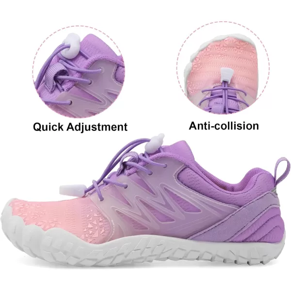 LRUN Kids Water Shoes Boys Girls Barefoot Water Hiking Shoes Indoor Outdoor Quick Dry Athletic Sneaker ShoesPink Purple