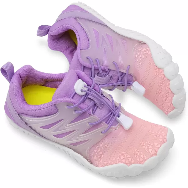 LRUN Kids Water Shoes Boys Girls Barefoot Water Hiking Shoes Indoor Outdoor Quick Dry Athletic Sneaker ShoesPink Purple
