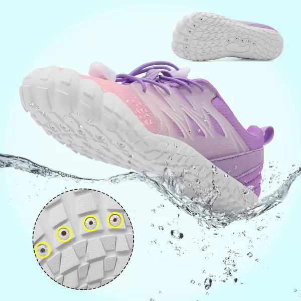 LRUN Kids Water Shoes Boys Girls Barefoot Water Hiking Shoes Indoor Outdoor Quick Dry Athletic Sneaker ShoesPink Purple
