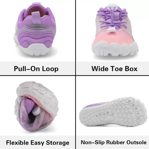 LRUN Kids Water Shoes Boys Girls Barefoot Water Hiking Shoes Indoor Outdoor Quick Dry Athletic Sneaker ShoesPink Purple