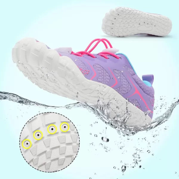 LRUN Kids Water Shoes Boys Girls Barefoot Water Hiking Shoes Indoor Outdoor Quick Dry Athletic Sneaker ShoesPurple Pink