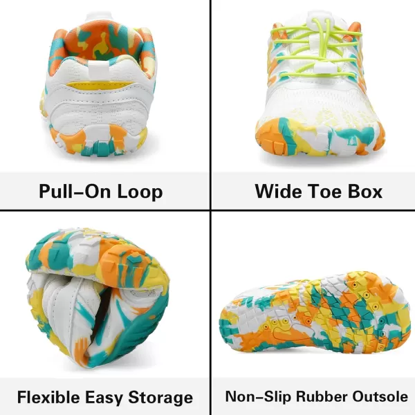 LRUN Kids Water Shoes Boys Girls Barefoot Water Hiking Shoes Indoor Outdoor Quick Dry Athletic Sneaker ShoesWhite Yellow