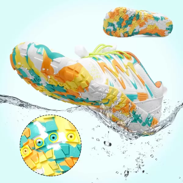 LRUN Kids Water Shoes Boys Girls Barefoot Water Hiking Shoes Indoor Outdoor Quick Dry Athletic Sneaker ShoesWhite Yellow