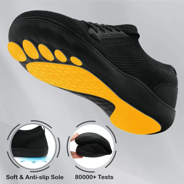 LRUN Mens Walking Shoes Wide Toe Barefoot Shoes Minimalist Mens Casual Dress Shoes Breathable Zero Drop Fashion SneakersBlack