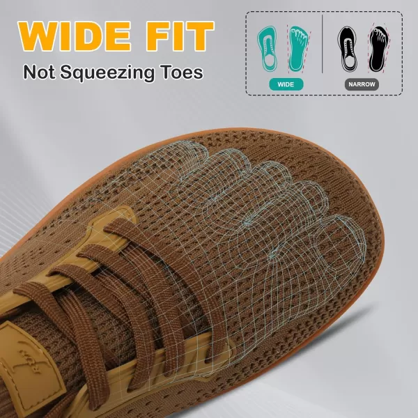 LRUN Mens Walking Shoes Wide Toe Barefoot Shoes Minimalist Mens Casual Dress Shoes Breathable Zero Drop Fashion SneakersBrown