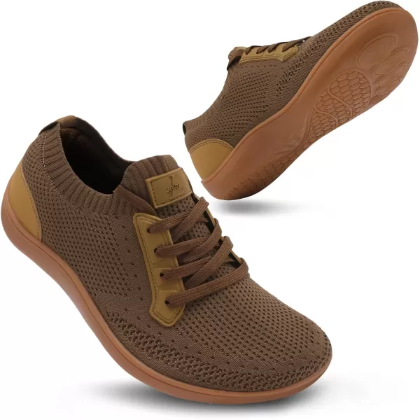 LRUN Mens Walking Shoes Wide Toe Barefoot Shoes Minimalist Mens Casual Dress Shoes Breathable Zero Drop Fashion SneakersBrown