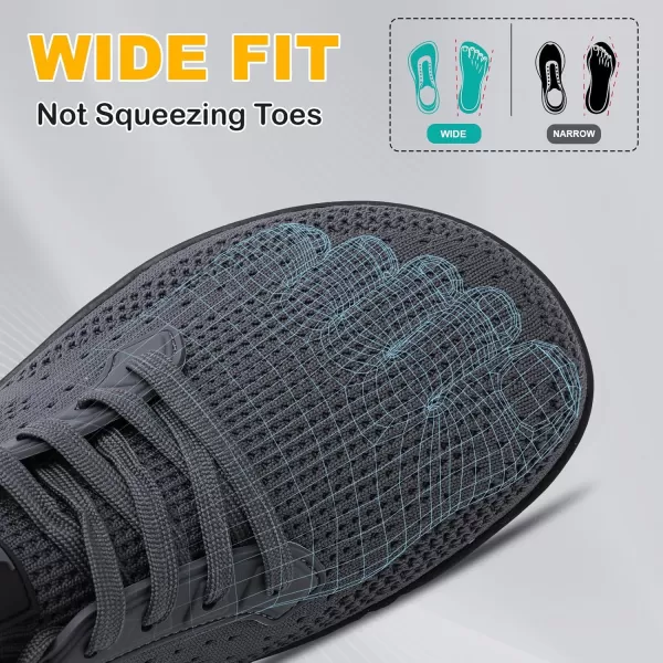 LRUN Mens Walking Shoes Wide Toe Barefoot Shoes Minimalist Mens Casual Dress Shoes Breathable Zero Drop Fashion SneakersDark Grey