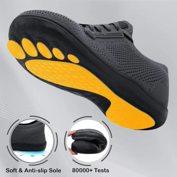 LRUN Mens Walking Shoes Wide Toe Barefoot Shoes Minimalist Mens Casual Dress Shoes Breathable Zero Drop Fashion SneakersDark Grey