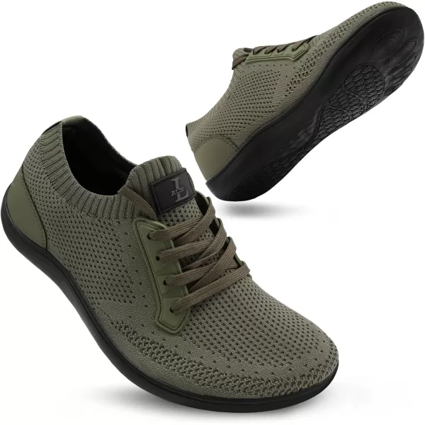 LRUN Mens Walking Shoes Wide Toe Barefoot Shoes Minimalist Mens Casual Dress Shoes Breathable Zero Drop Fashion SneakersGreen