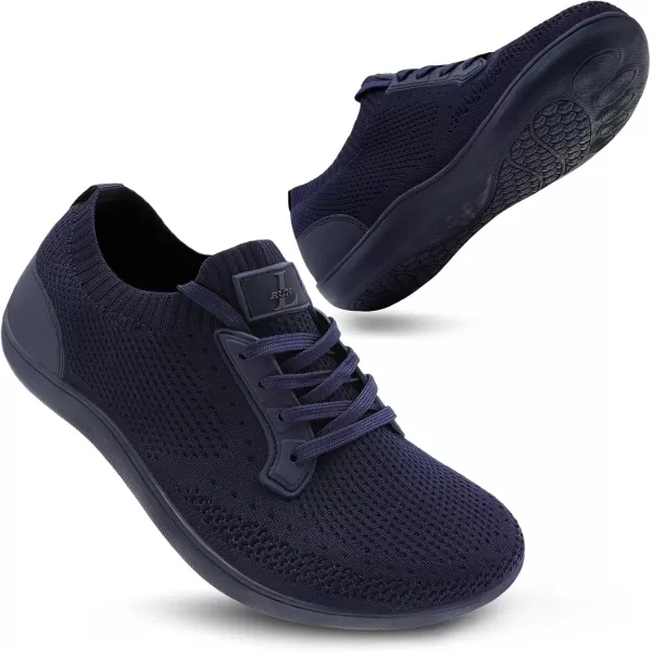 LRUN Mens Walking Shoes Wide Toe Barefoot Shoes Minimalist Mens Casual Dress Shoes Breathable Zero Drop Fashion SneakersNavy