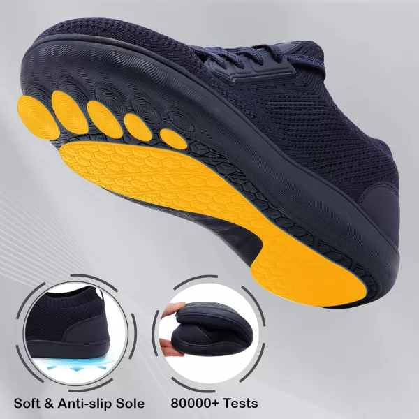 LRUN Mens Walking Shoes Wide Toe Barefoot Shoes Minimalist Mens Casual Dress Shoes Breathable Zero Drop Fashion SneakersNavy