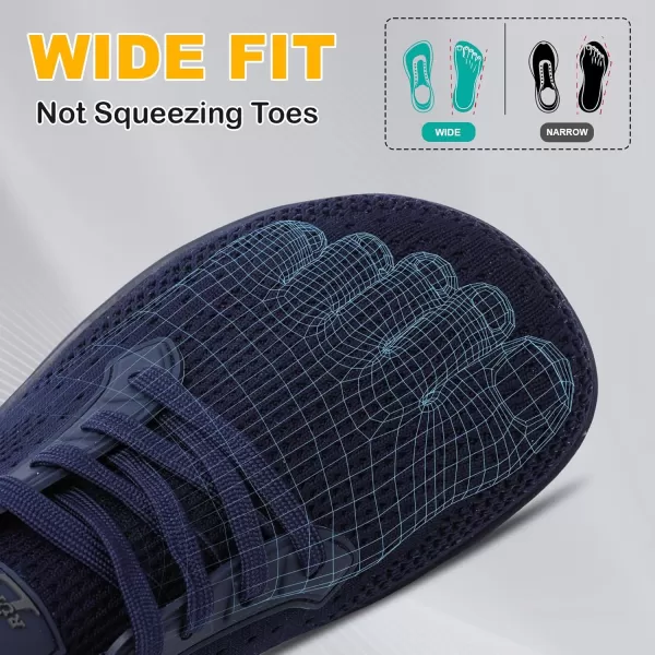 LRUN Mens Walking Shoes Wide Toe Barefoot Shoes Minimalist Mens Casual Dress Shoes Breathable Zero Drop Fashion SneakersNavy