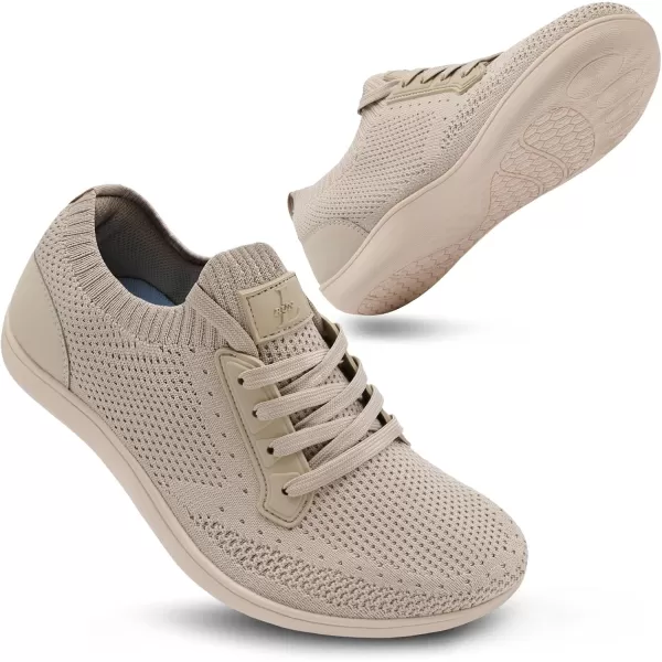 LRUN Mens Walking Shoes Wide Toe Barefoot Shoes Minimalist Mens Casual Dress Shoes Breathable Zero Drop Fashion SneakersTaupe