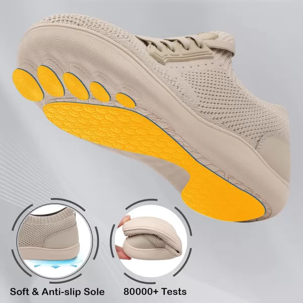 LRUN Mens Walking Shoes Wide Toe Barefoot Shoes Minimalist Mens Casual Dress Shoes Breathable Zero Drop Fashion SneakersTaupe