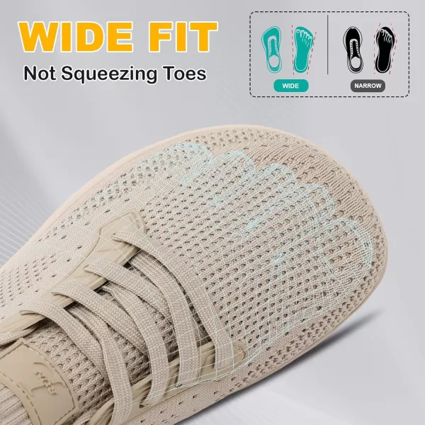 LRUN Mens Walking Shoes Wide Toe Barefoot Shoes Minimalist Mens Casual Dress Shoes Breathable Zero Drop Fashion SneakersTaupe